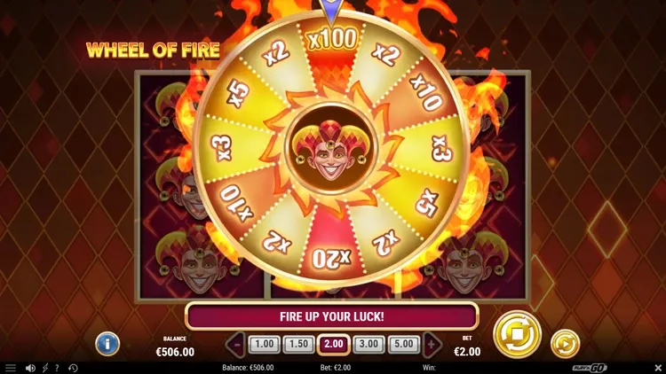 Fire Joker 100 Wheel of Fire showing its 100x multiplier