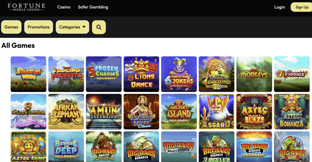 Fortune Mobile Casino games