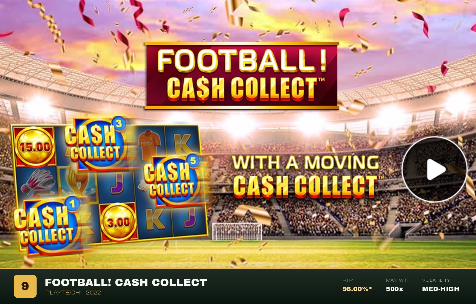 Football Cash Collect intro showing the moving Cash Collect mechanic