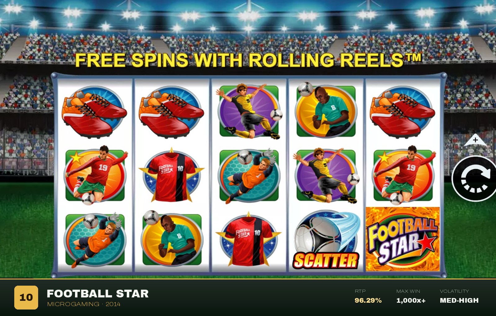 Football Star free spins with Rolling Reels
