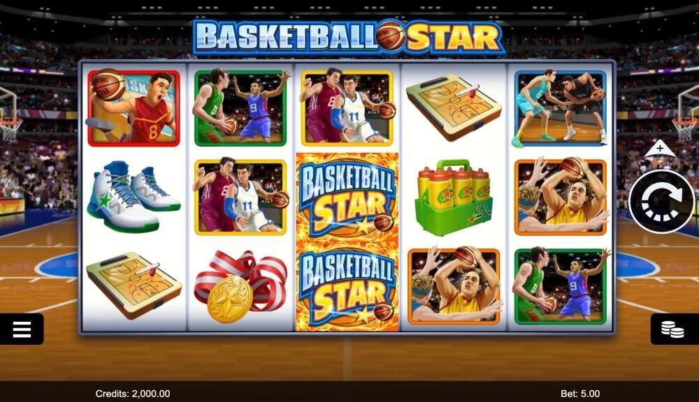 Basketball Star slot with rolling reels and Wild Shot feature