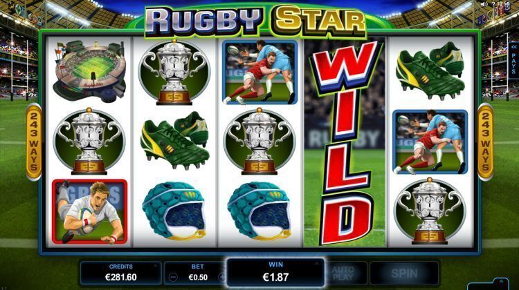 Rugby Star sports slot with rolling reels