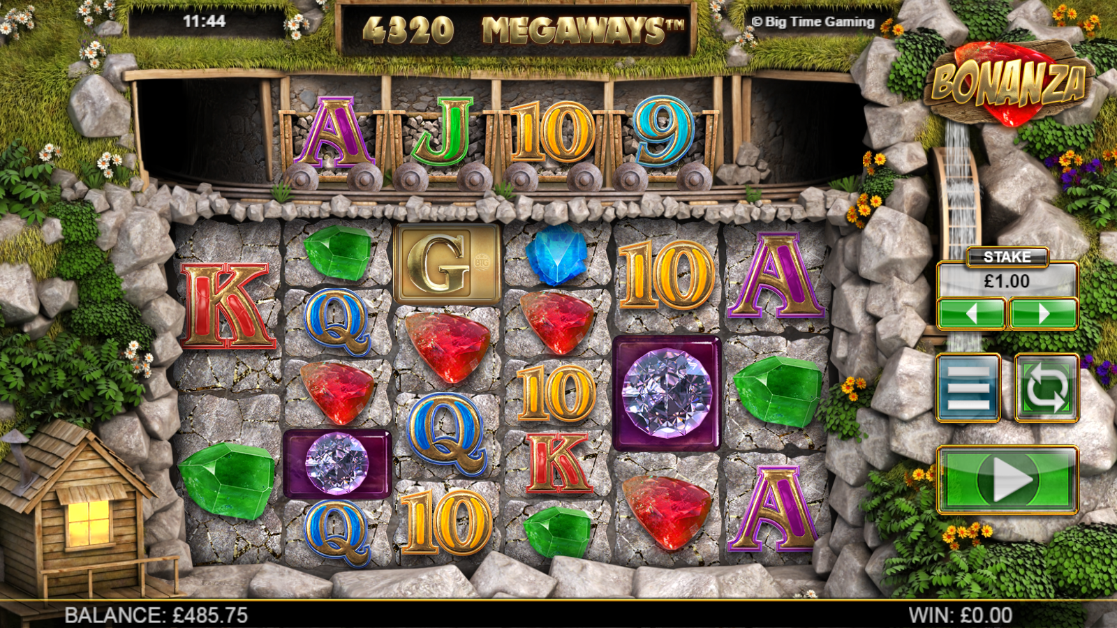 Bonanza Megaways slot reels in the mine