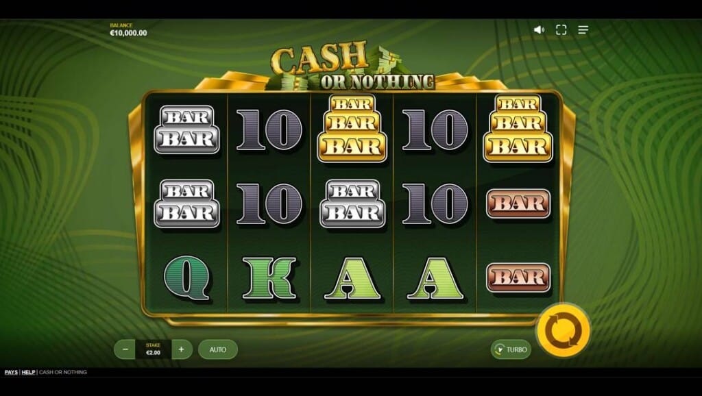 Cash or Nothing gameplay showing the reels and game controls