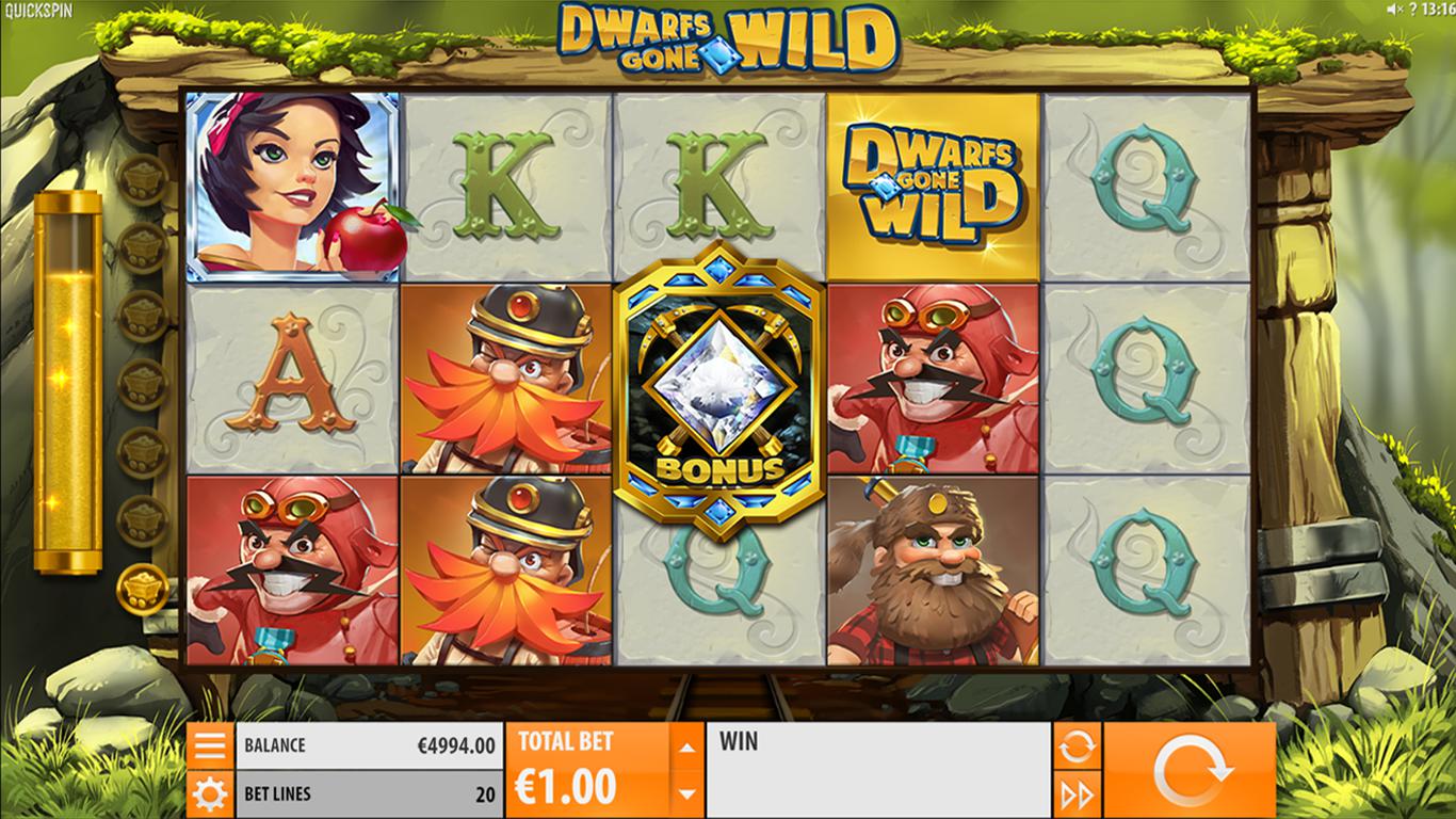 Dwarfs Gone Wild gameplay showing the reels and symbols