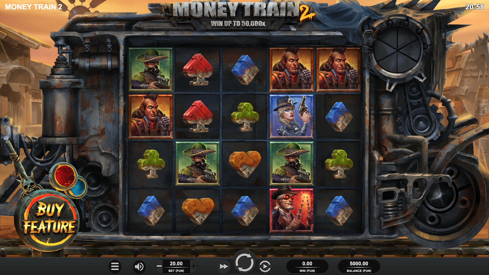Money Train 2 gameplay showing the reels and game controls