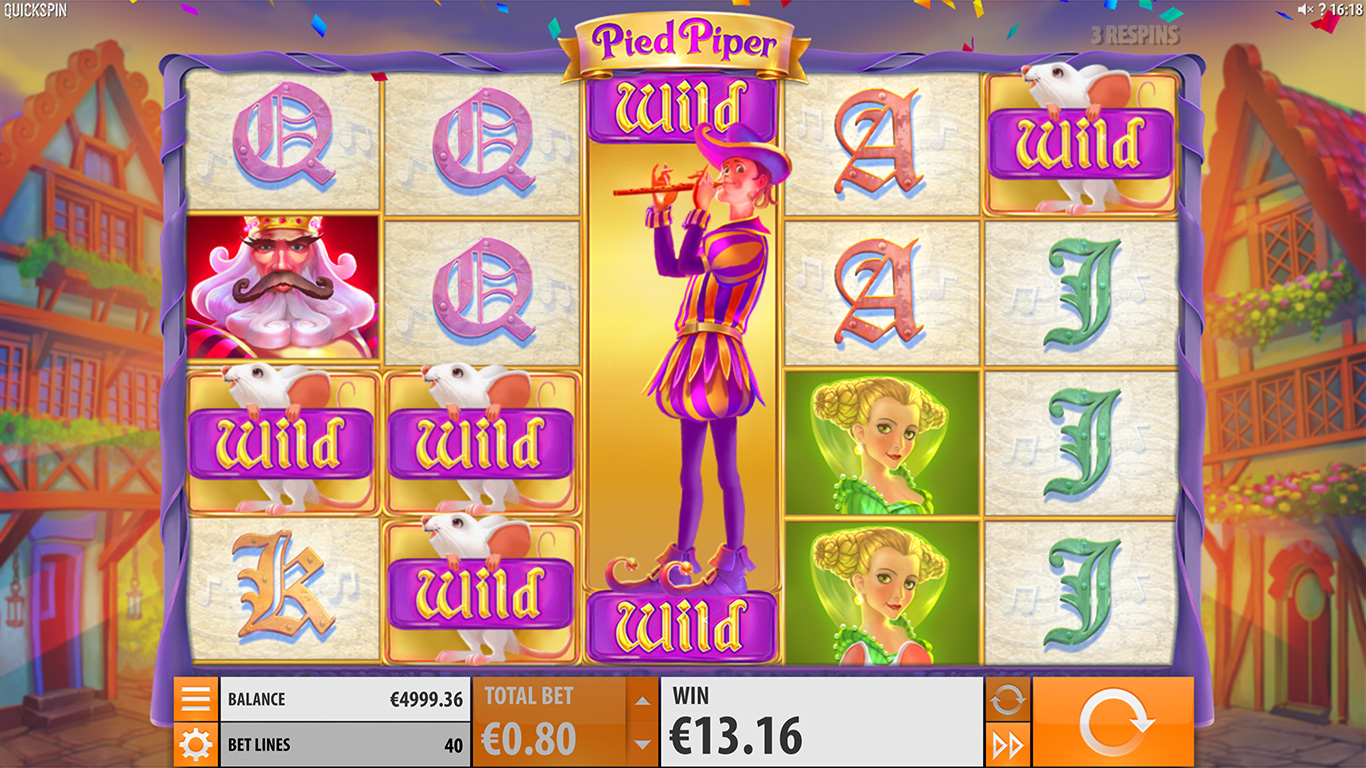 Pied Piper gameplay showing the reels and symbols