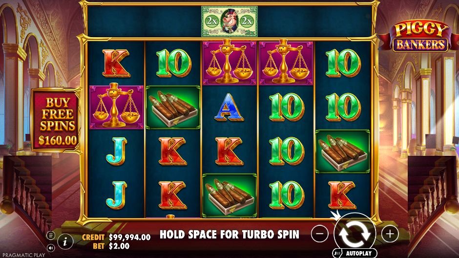 Piggy Bankers gameplay showing the reels and symbols