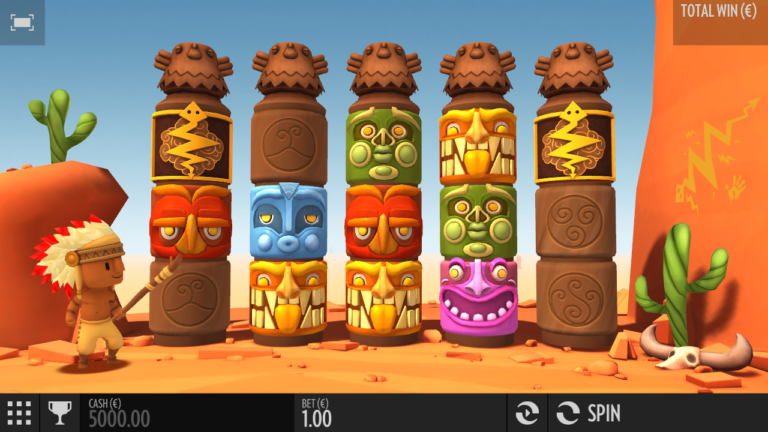 Turning Totems gameplay showing the reels and controls