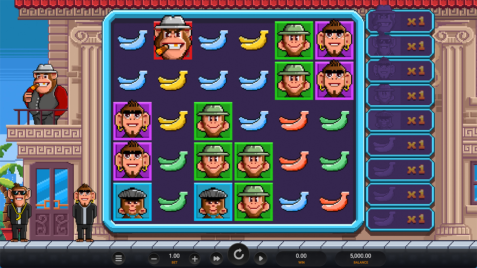 Banana Town Dream Drop provider gameplay with monkey gangsters and symbol multipliers