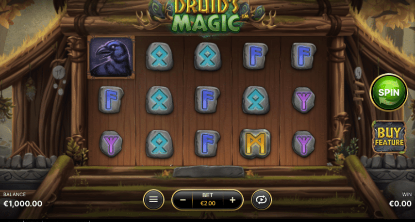 Druids Magic gameplay with the forest reels and rune symbols