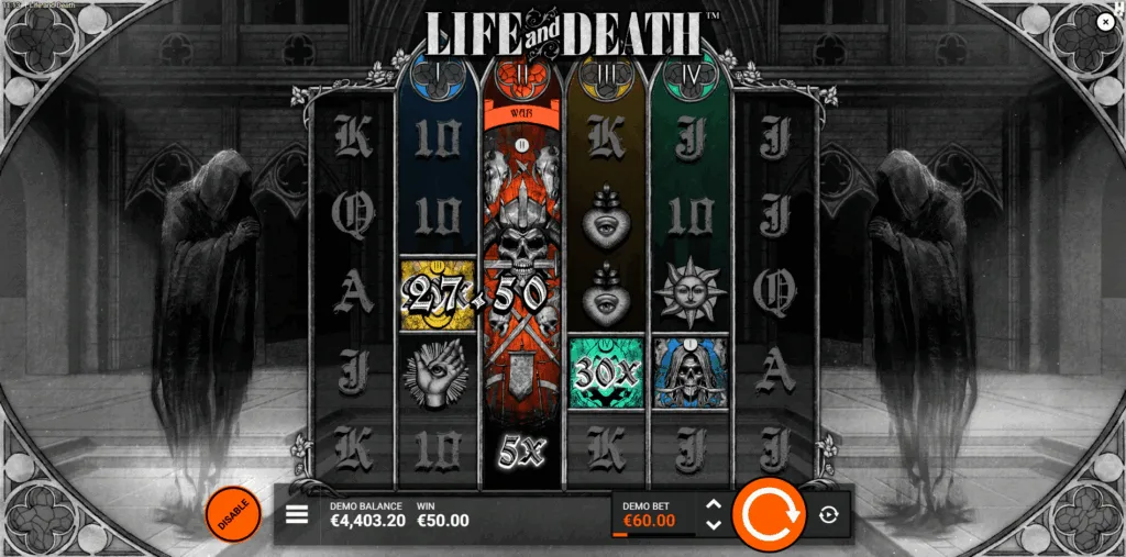 Life and Death slot gameplay