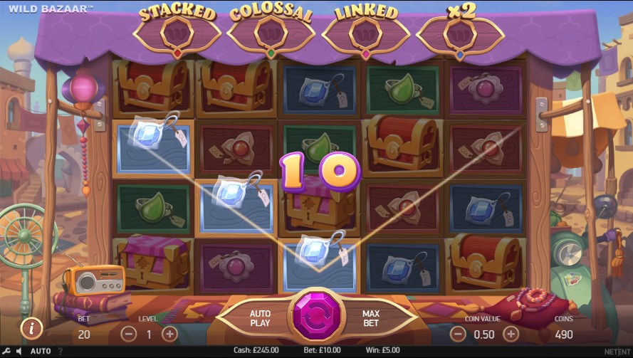 Wild Bazaar gameplay with a winning combination across the reels